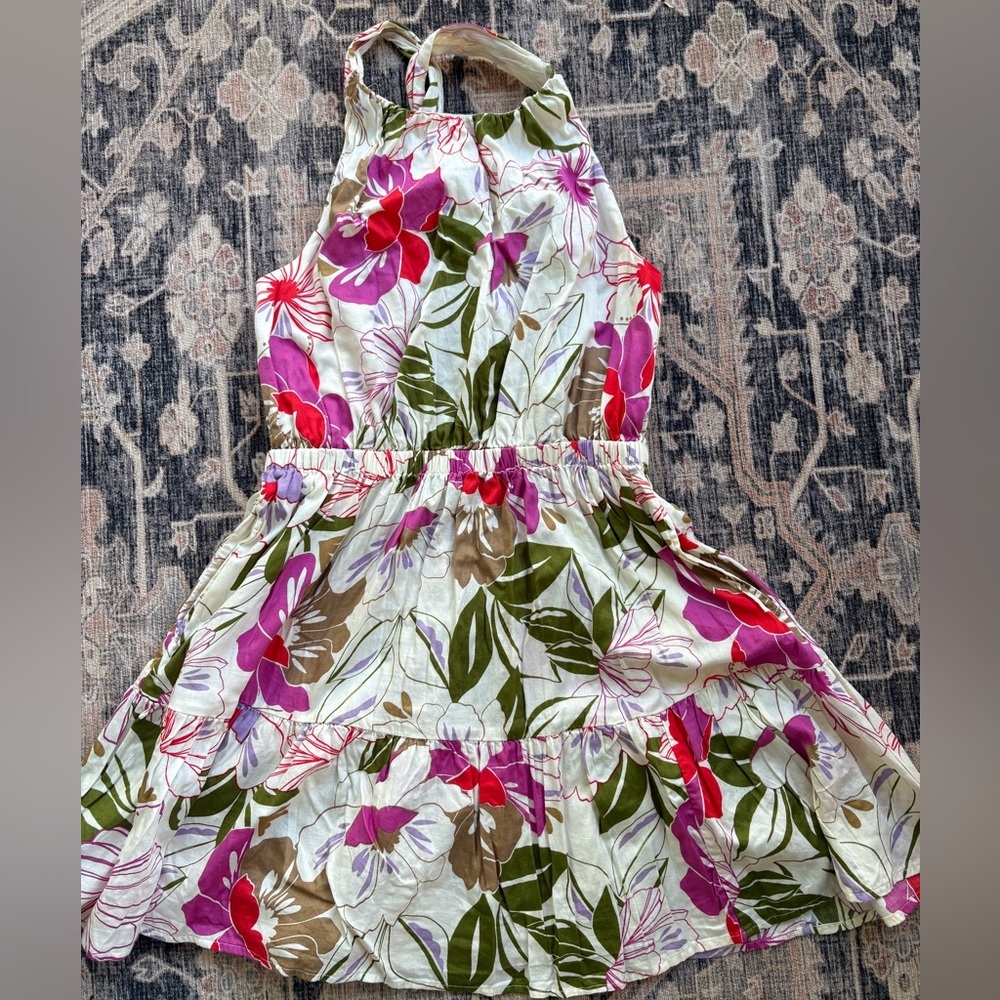 GAP Floral Halter Sundress in White, Pink & Green